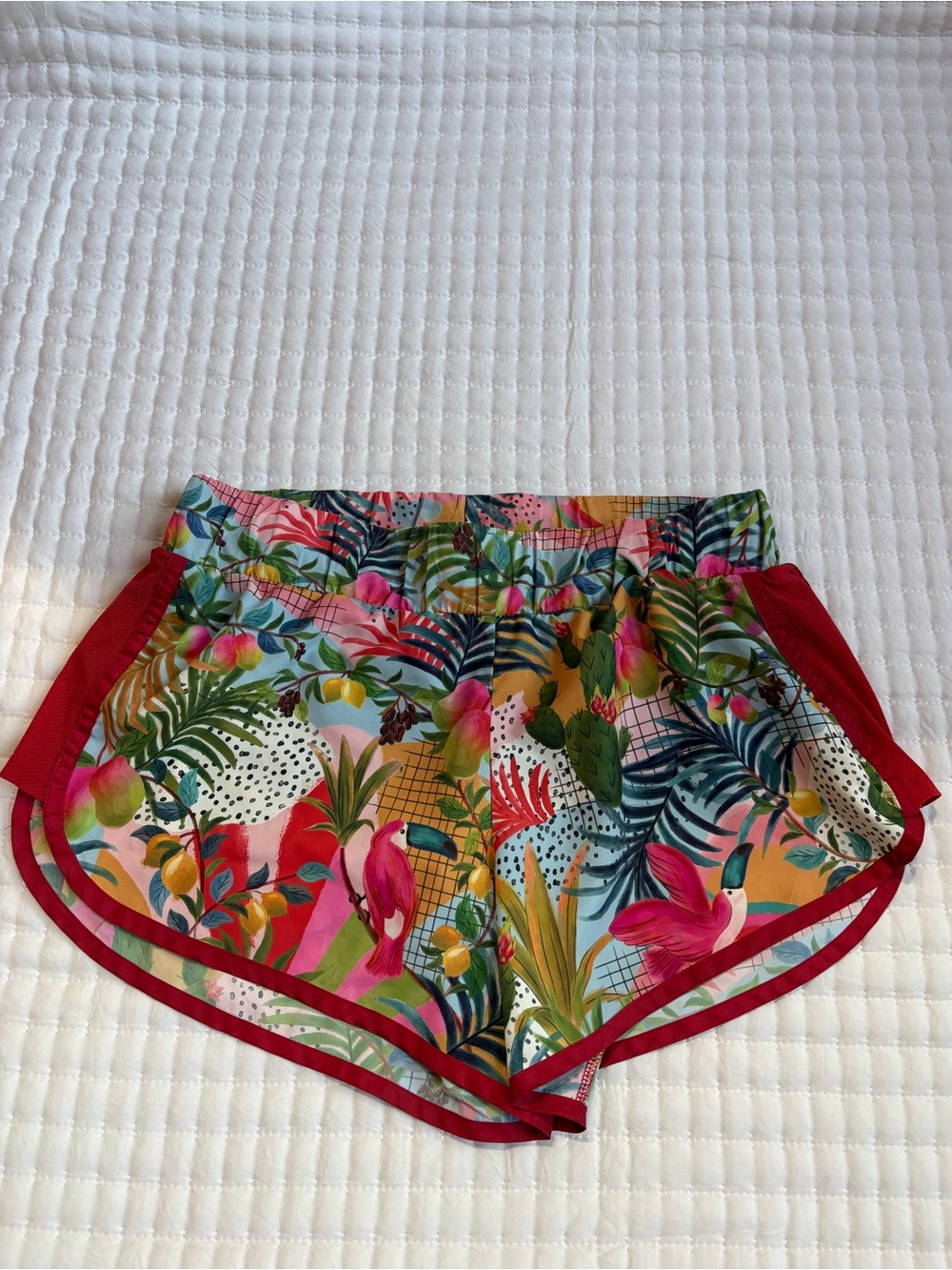 Farm Rio Tropical Bird Print Running Shorts Multicolor Size Large